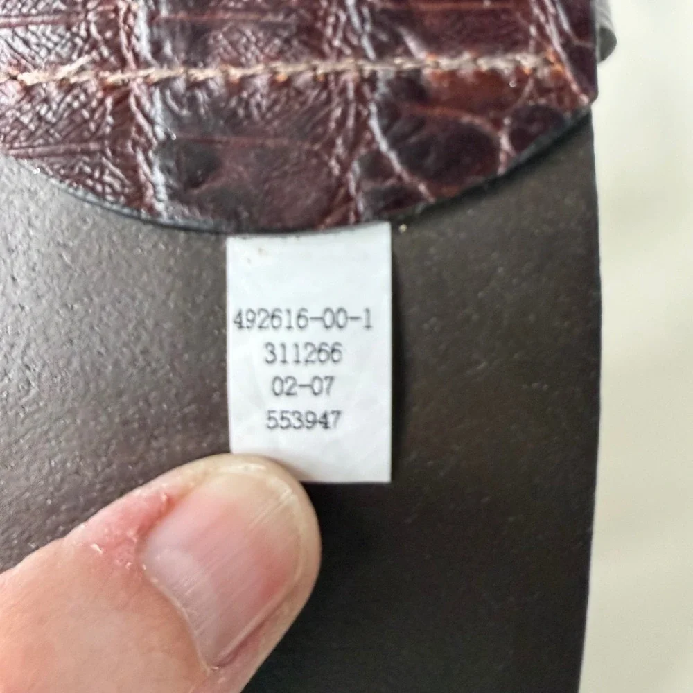 Banana Republic Belt Womens Mahogany Croc Embossed Double Prong Buckle Luxe 32 S